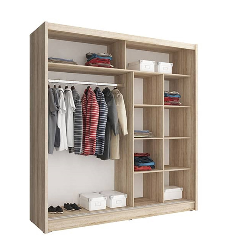 Jahwan 2 Door Manufactured Wood Wardrobe, Grey