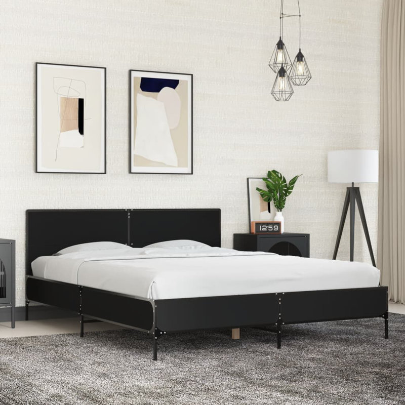 Adamek Bed, Black, European Kingsize (160 x 200 cm)