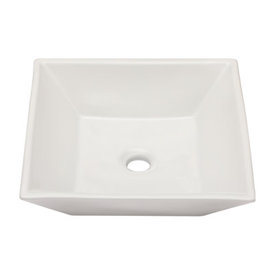 Lavabo de salle de bain à vasque carrée 16 po, vasque en céramique blanche au-dessus du comptoir