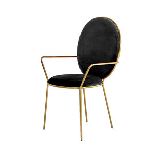 47cm H Velvet Upholstered Armchair in Black
