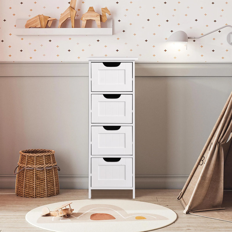 White Freestanding Bathroom Cabinet With Spacious Drawers