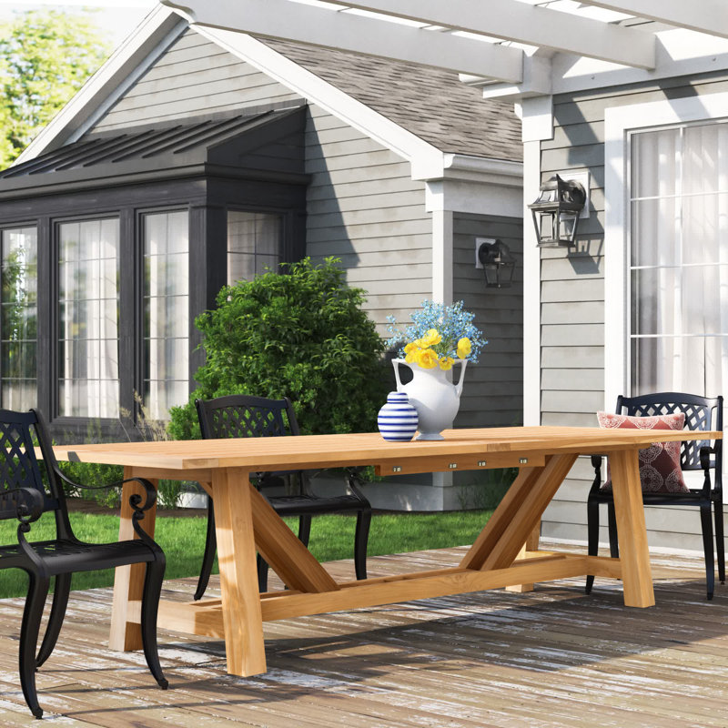 Table à manger Romulus avec rallonge en teck, l 39 po x L 118 po x H 29 po, Naturel
