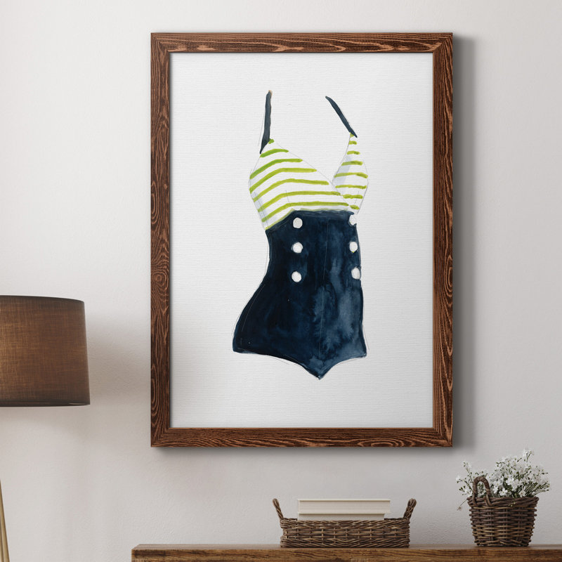 Rétro maillots de bain I - peinture sur toile encadrée, H 31,5 po x l 23,5 po x P 1,5 po, Érable