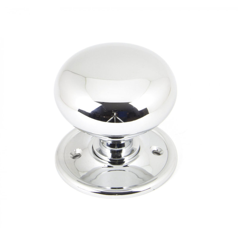 Mushroom Mortice/Rim Knob Set, Polished Chrome