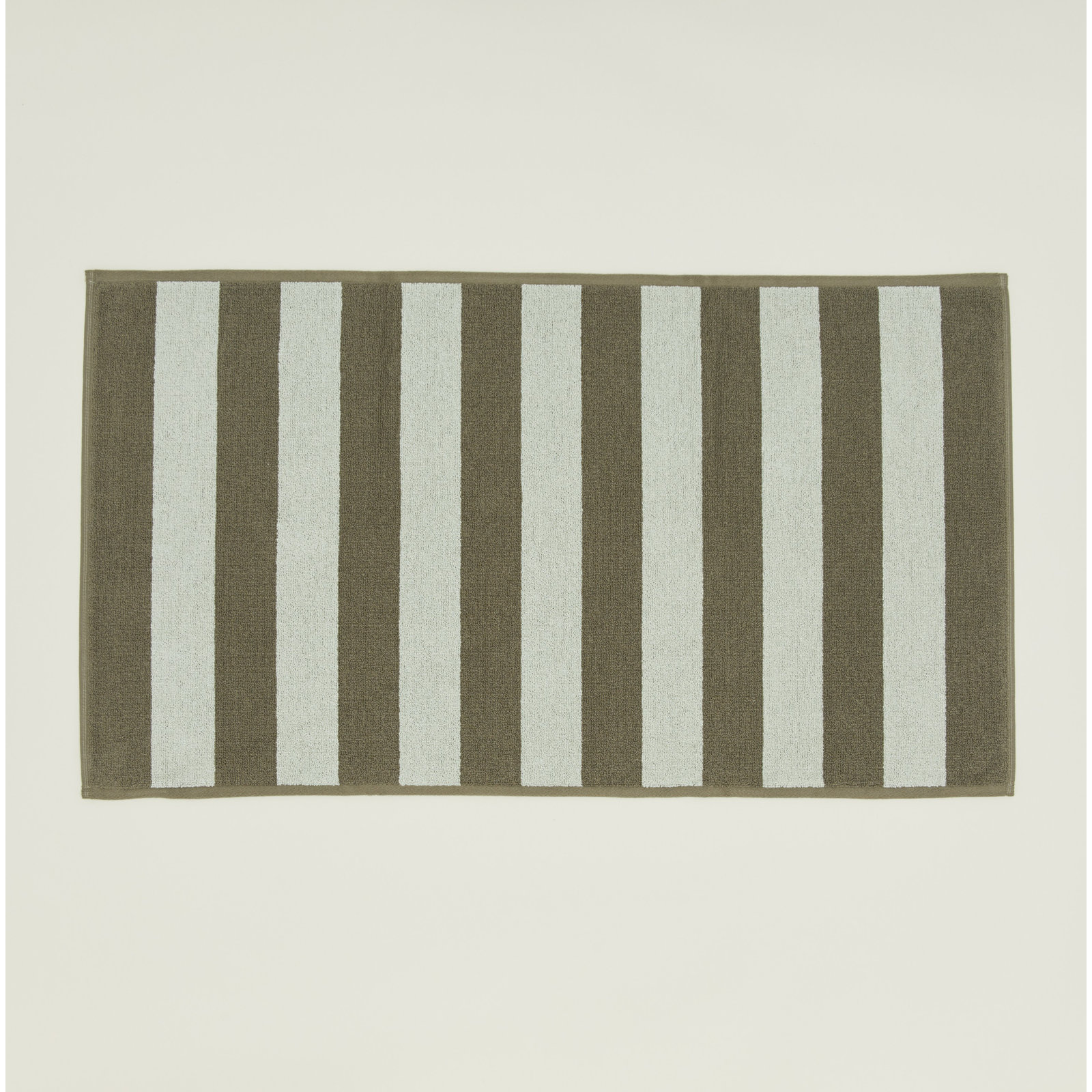 Simple Striped 100% Cotton Bath Mat, Ivory/Flax