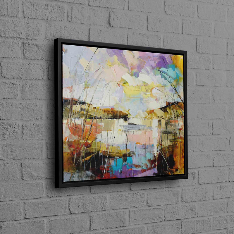 Print on Canvas, 80cm H x 80cm W, Framed Print without Mat, Black