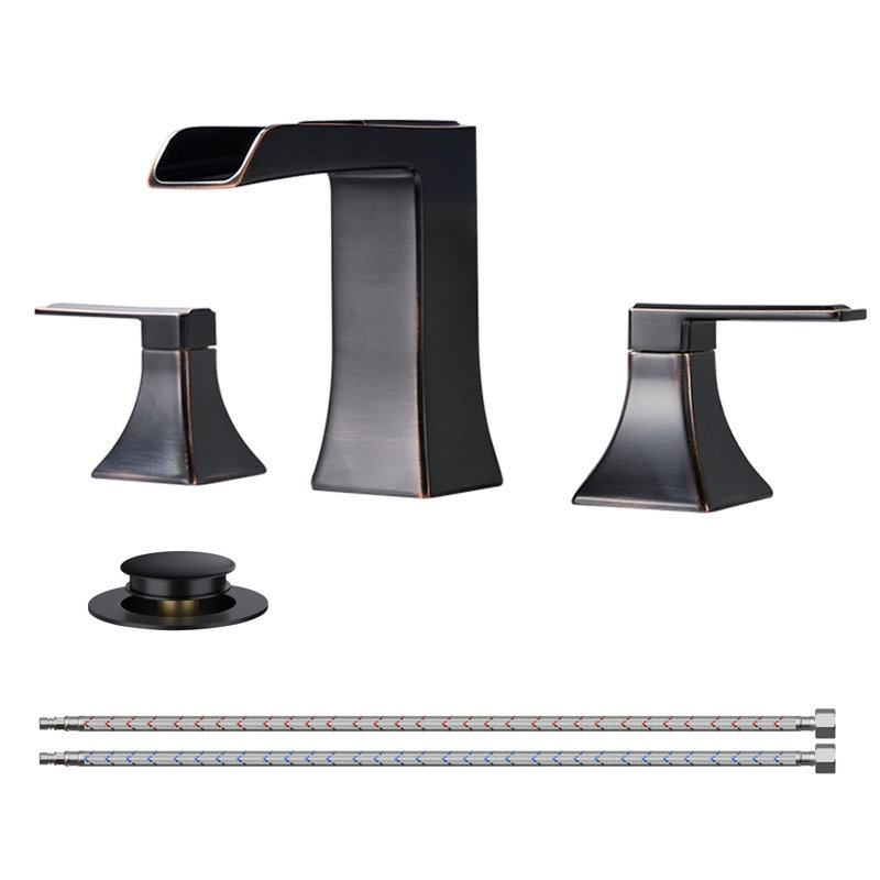 Widespread Faucet 2-handle Bathroom Faucet With Drain Assembly, Oil Rubbed Bronze