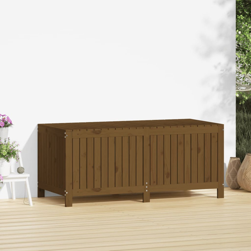 Rosalind Wheeler Chenard 147cm W 0L Pine Solid Wood Deck Box, Honey Brown
