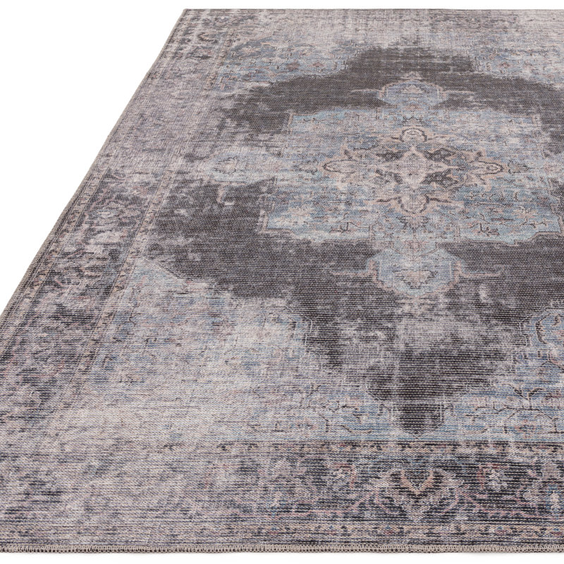 Mason Flatweave Blue/Black/Grey Rug, Rectangle 120 x 170cm