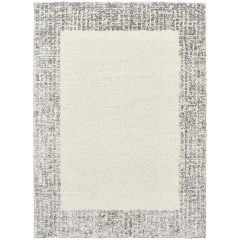Tapis d'intérieur gris à poils longs Pernell, Rectangle  7'10" x 9'10"