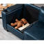 Bleu marine 93,7 po à 3 places recouvert de cuir PU respirant, accoudoir carré avec porte-gobelet, rangement et coussin en mousse à ressorts confortable, housse de coussin amovible qui recouvre un large revêtement en cuir,