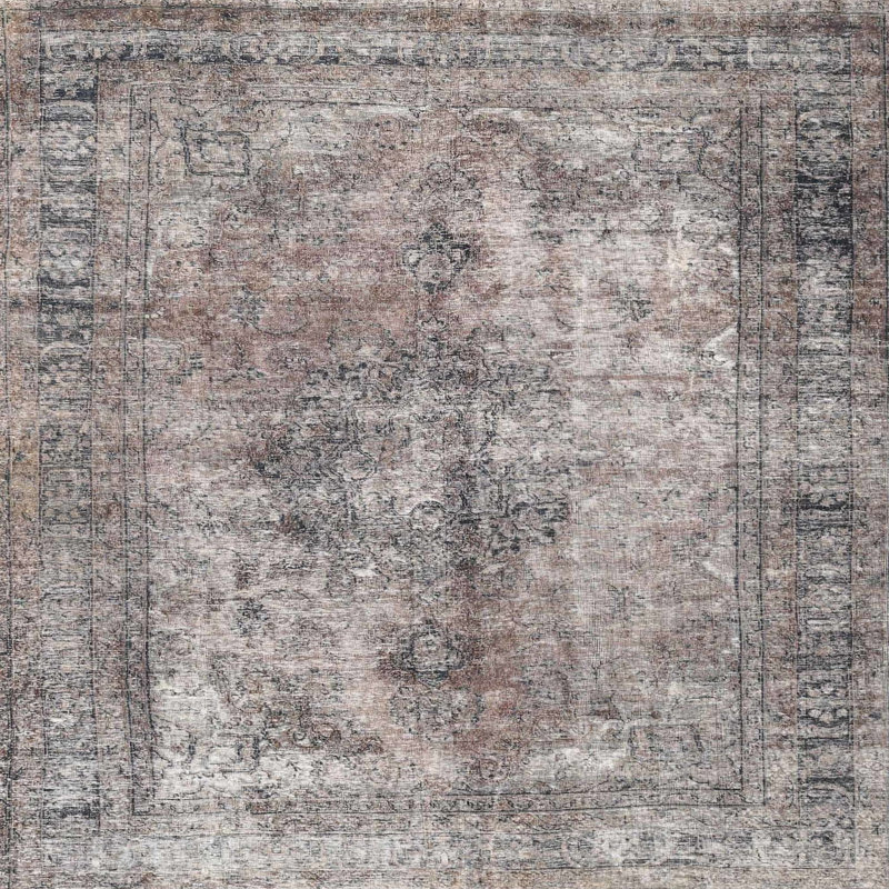 Tapis décoratif gris oriental prevatte, Carré 7 pi