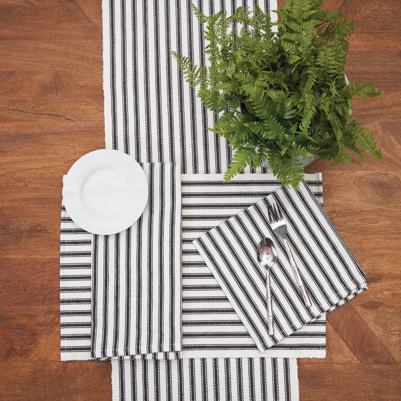 Serviette en coton 18" stripe Clarksdale, Noir