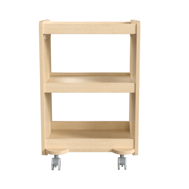 Natural Birch Plywood Mobile Utility Cart with 3 Shelves