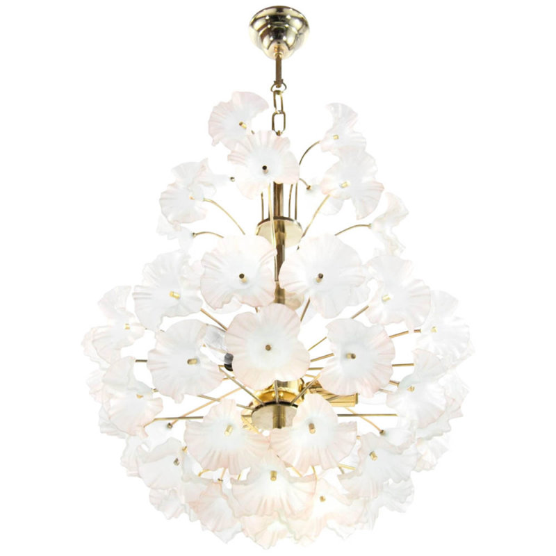 Lustre en laiton 16 lumières Murana, Nickel brossé, Transparent / noir, 20” Length x 20’ Width x 24” Height