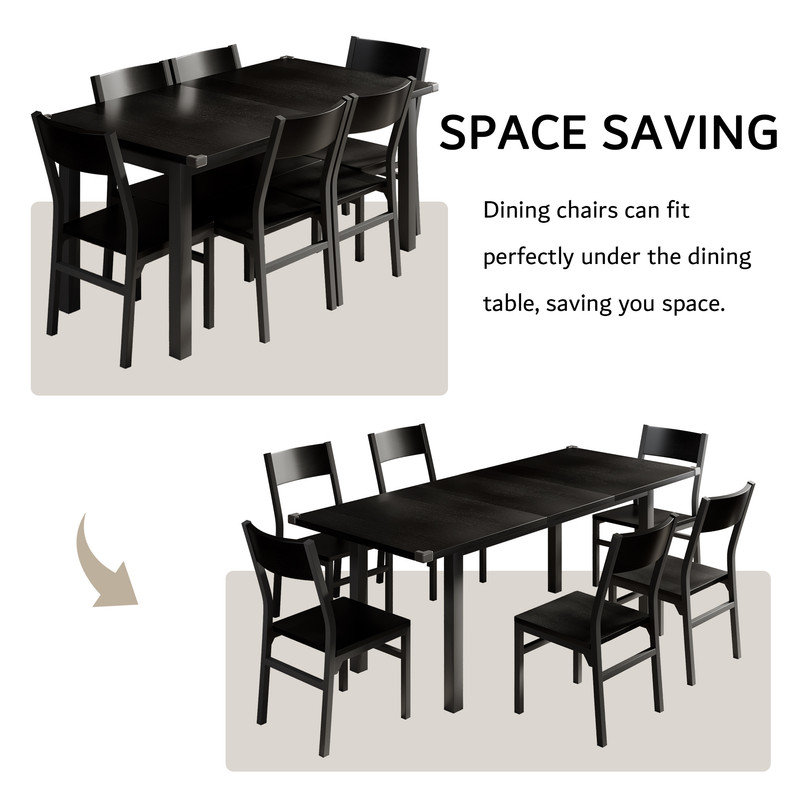 Ensemble de table de salle à manger 63 "pour 4 à 6 personnes, ensemble de table de salle à manger 63 pièces avec 6 chaises