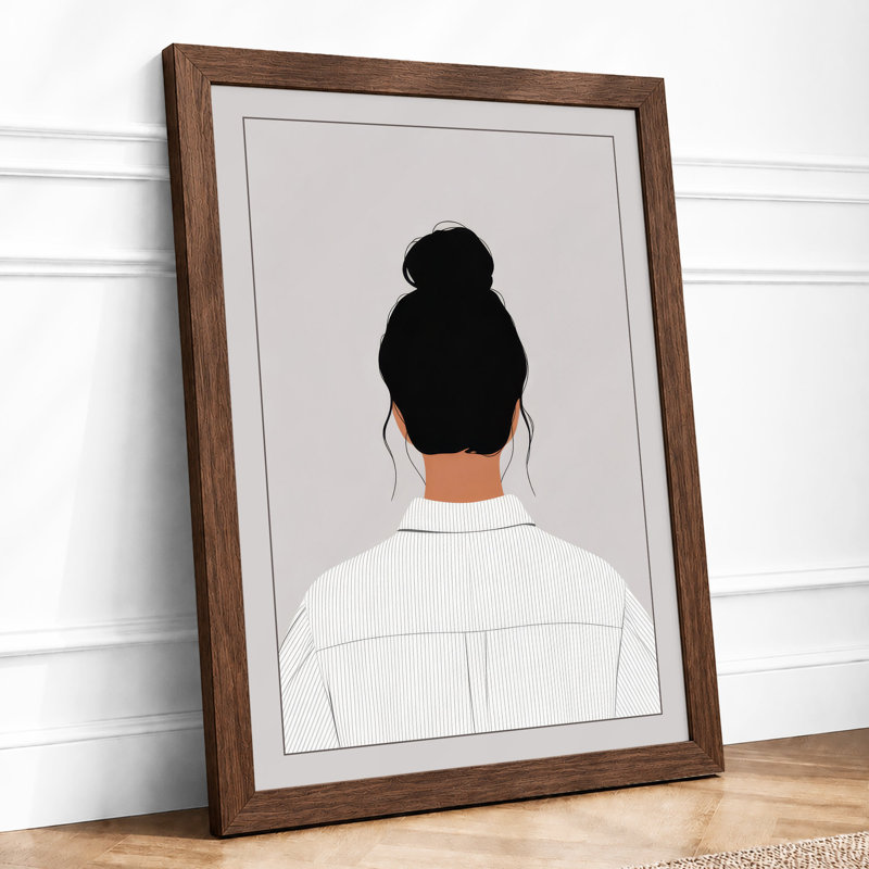 Figure in White Minimalist - Framed Print, Walnut, A1 - 84.1 x 59.4 cm