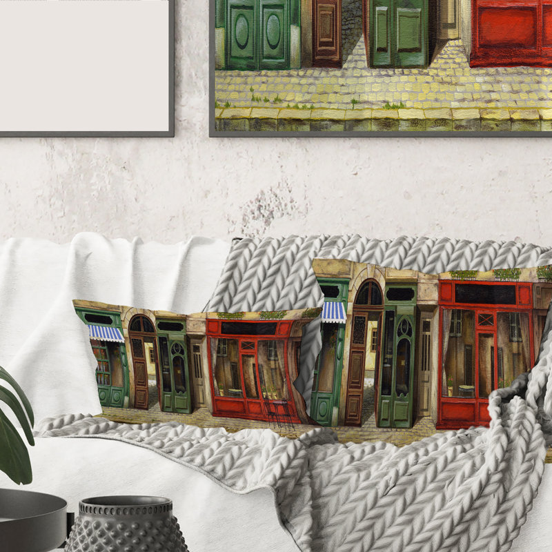 Housse et insert de coussin rectangulaire Facade of Charmant Shop in Paris II