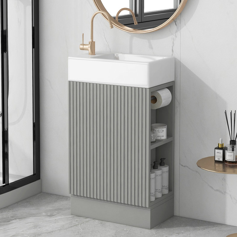 Meuble-lavabo 18,6 po avec lavabo, Gris