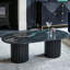 Marble tabletop with solid mango wood base