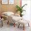 Fauteuil d'appoint confortable avec repose-pieds, fauteuil en tissu avec pieds en bois et dossier réglable pour une assise polyvalente