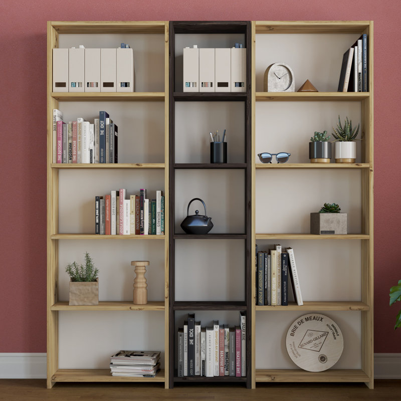 Bibliothèque Bulluck H 66,54 "x l 59,06", Naturel / noir