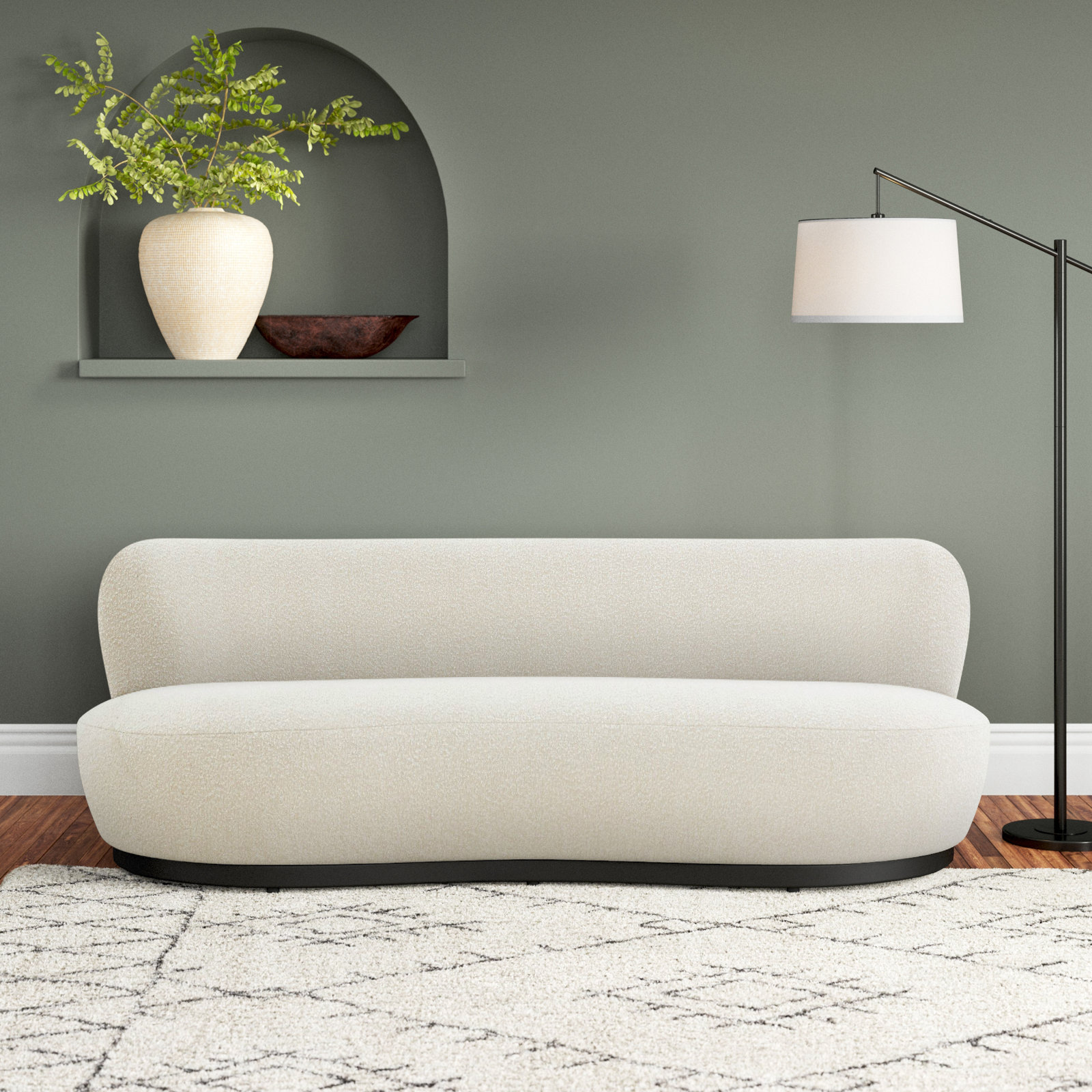 Portsmouth 90'' Upholstered Sofa, Ivory Boucle