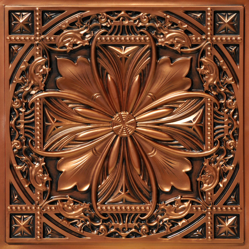 Milan 24'' L x 24'' W Textured PVC Drop-In & Glue Up Ceiling Tile Ceiling Tile, Antique Copper