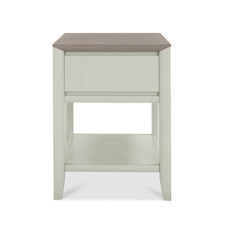 Southall Solid Wood End Table, Ivory, Brown