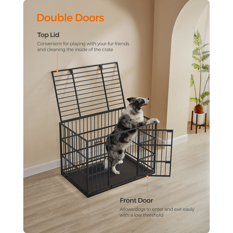 Metal Pet Crate with 1 Door, 75cm H x 70cm W x 107cm D