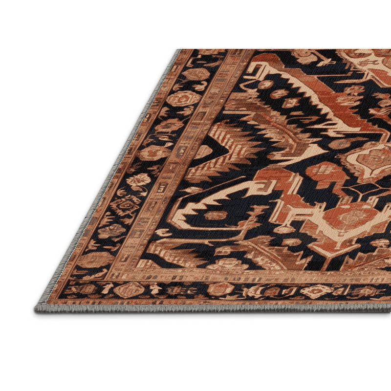 Tapis brun lavable à la machine, Carré 7 pi