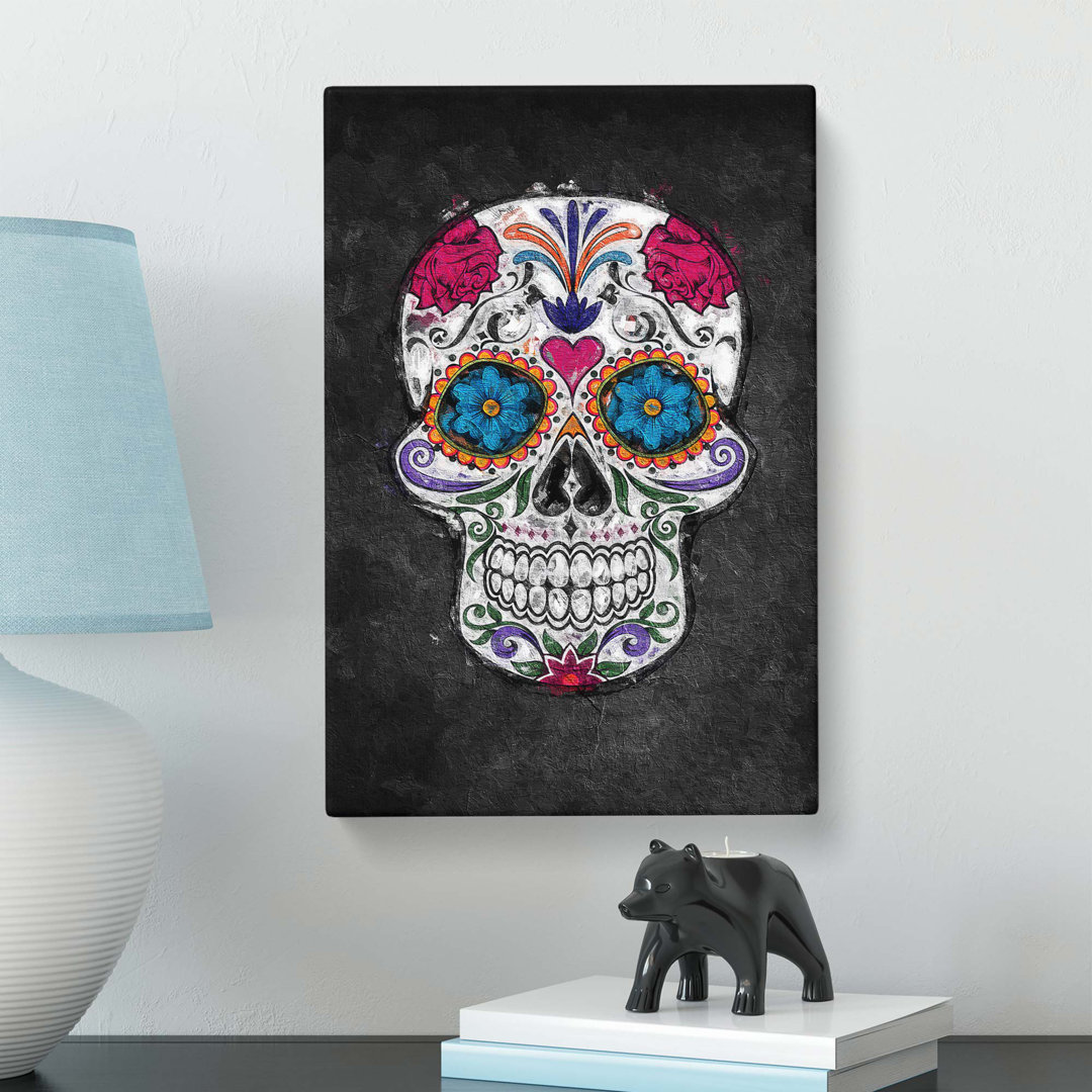 Floral Sugar Skull - Wrapped Canvas