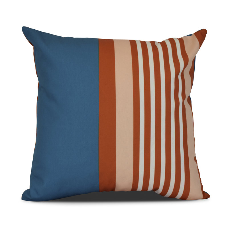Sail, Sun, & Fun Striped Reversible Throw Pillow, 20" H x 20" W x 3" D, Teal/Orange