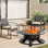 Grand foyer d'extérieur au bois 47 po avec barbecue et couvercle