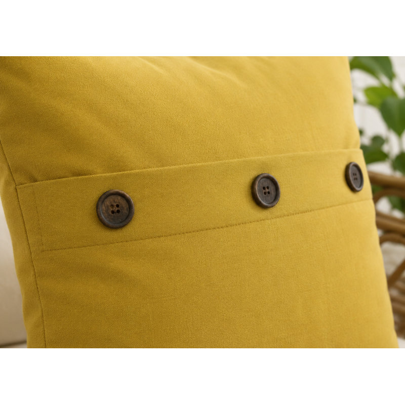 Solid Button Down Blend 20" Throw Pillow, Gold