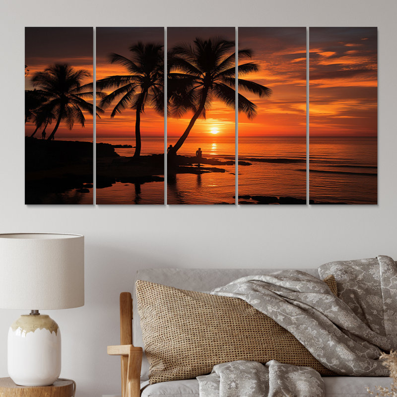 Photo de coucher de soleil des Caraïbes - art mural en métal plage côtière