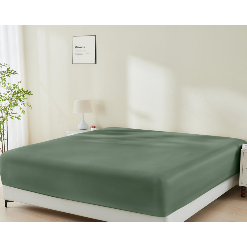 Fitted Sheet Only - 16 Inch Pocket Rayon From Bamboo Fitted Sheet, Super Soft And Cooling Bottom Sheet With 4 Elastic Corner Straps(Green)