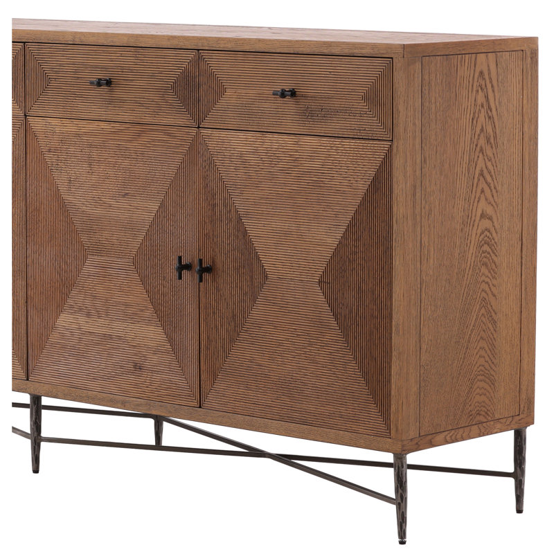 Furniture Classics Reese Natural Oak Iron Sideboard Buffet