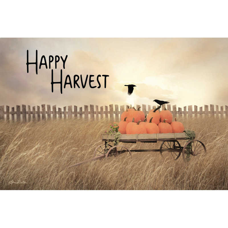 «Happy Harvest» par Lori Deiter - reproduction imprimée, H 20 po x l 30 po, Oui, Papier photo avec cadre simple noyer