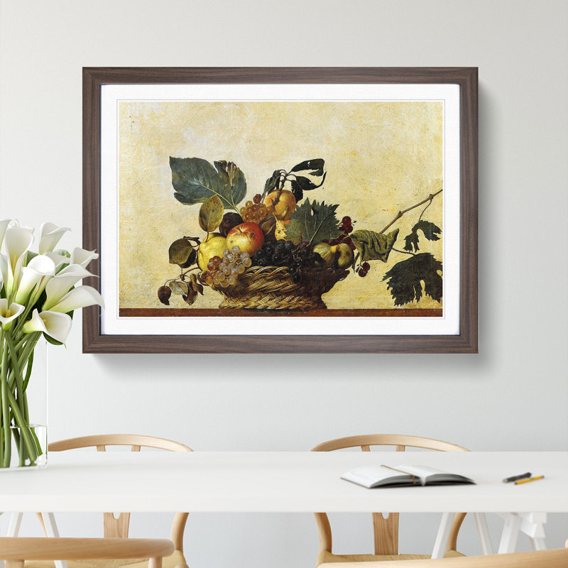 Fruit Basket by Caravaggio - Framed Print, Walnut Framed, 48cm H x 65cm W x 2cm D