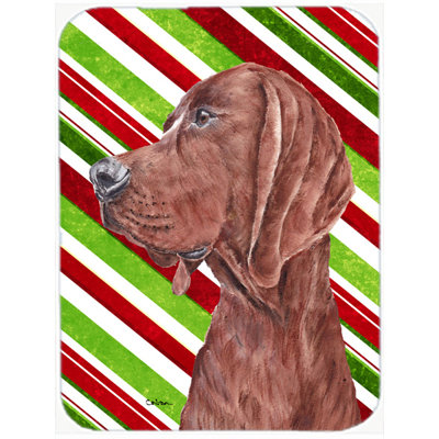 Caroline's Treasures Redbone Coonhound Candy Cane Christmas Glass Cutting Board
