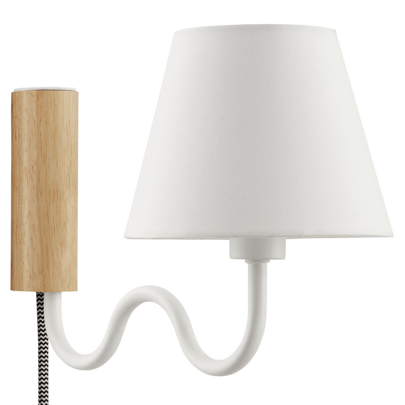 Applique murale en noyer noir Sunlit Squiggle Arm, Naturel / blanc
