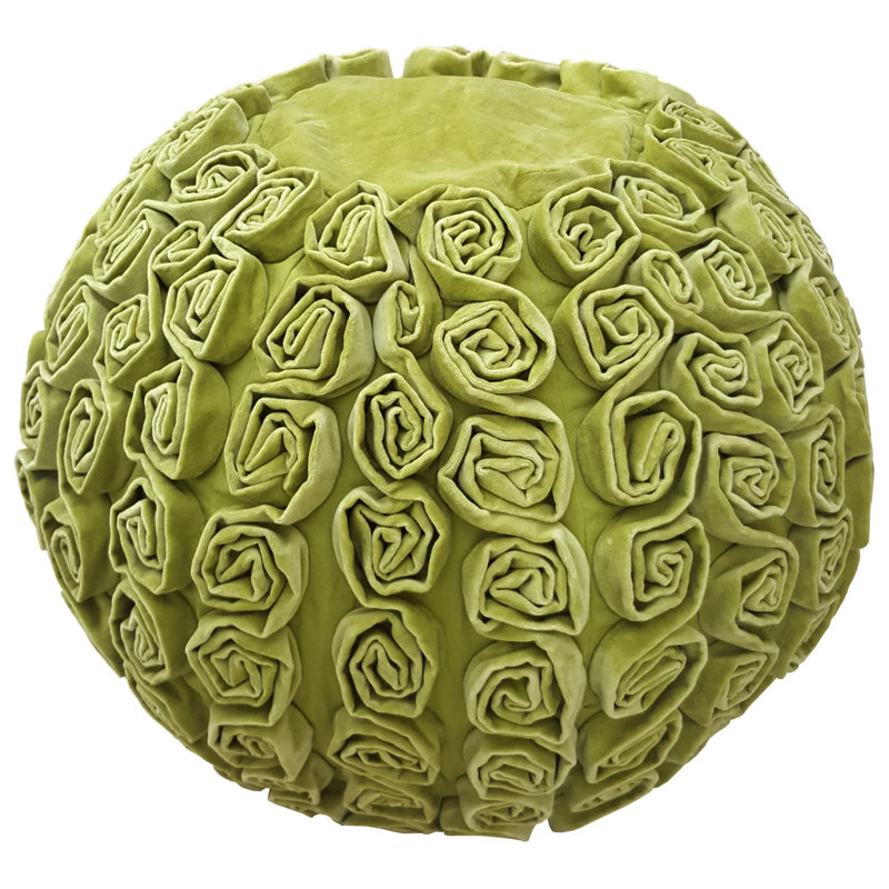 Tarjani 65cm Wide Velvet Round Ottoman, Kiwi Green