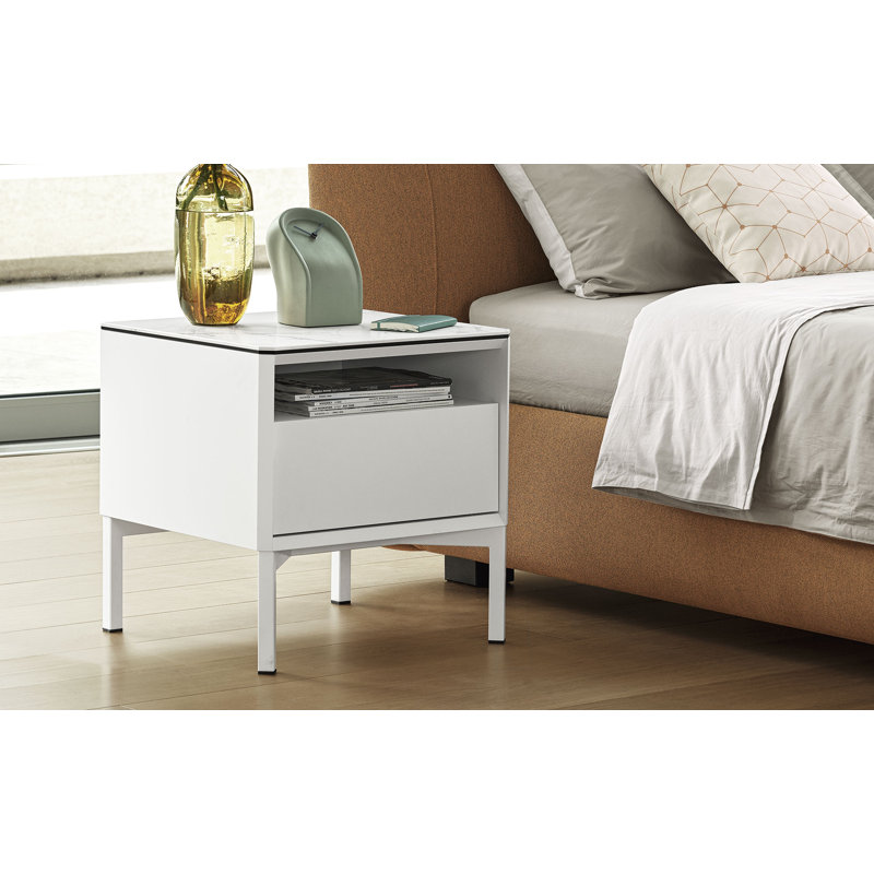 York Nightstand with 1 Drawer and Open Compartment