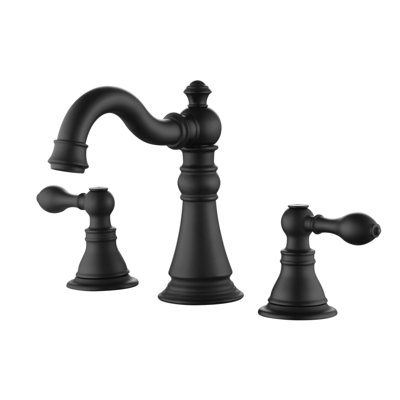 Signature Collection Two-Handle 6" to 10" Widespread Lavatory Bathroom Faucet with Drain Assembly - Matte Black