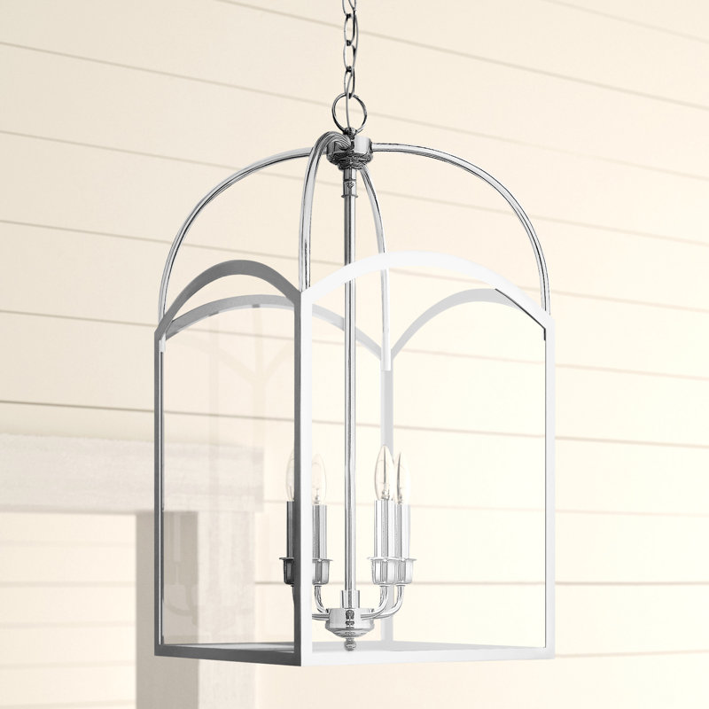 Lustre géométrique à 4 lumières Laventall, H 23 po x l 12 po x P 12 po, Nickel poli