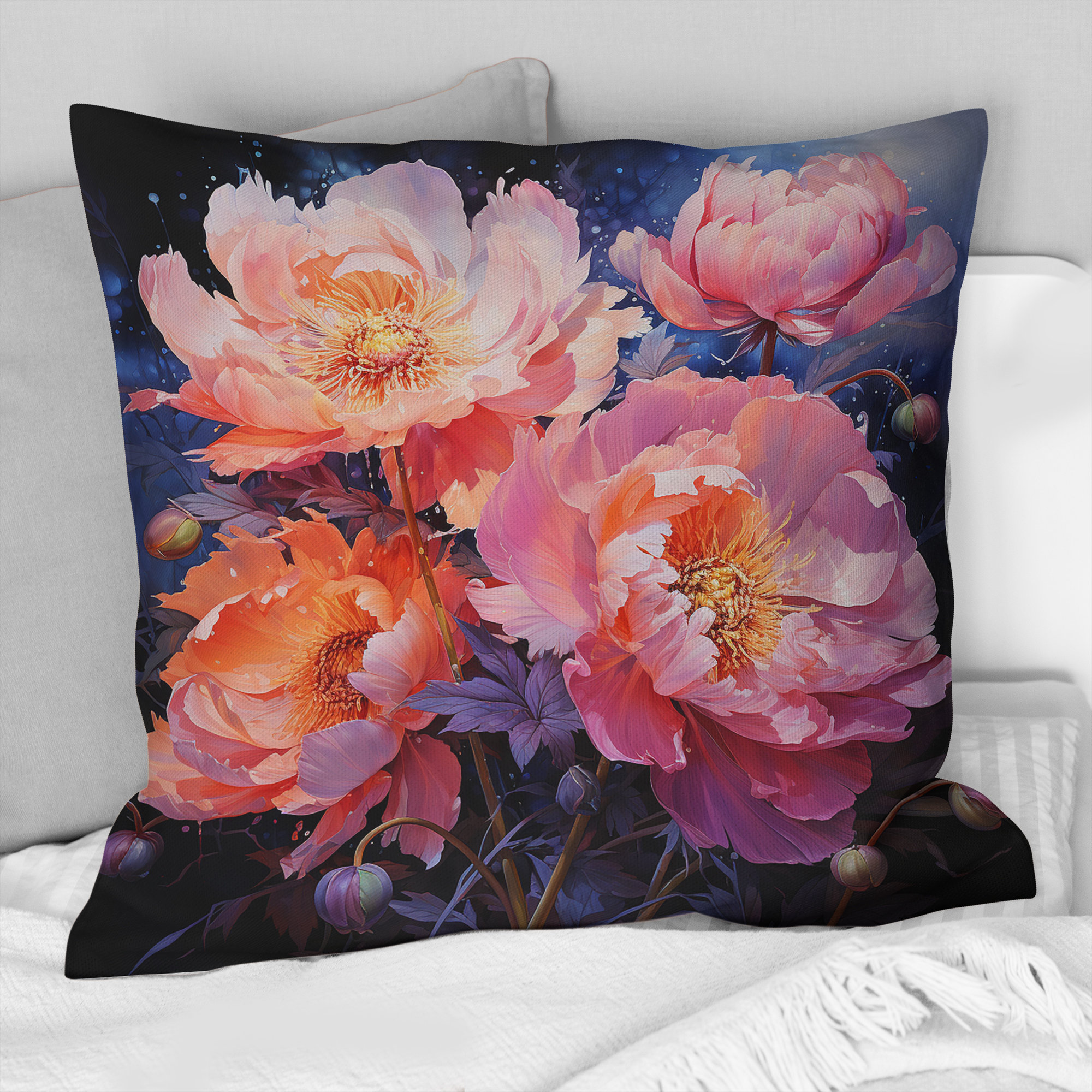 Design Art Pink Peonies Serenade III Peonies Printed Throw