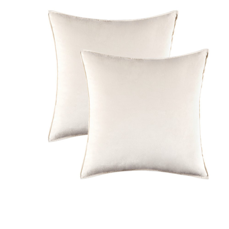  Housse de coussin carré en velours, H 20 po x l 20 po, Blanc, Polyester