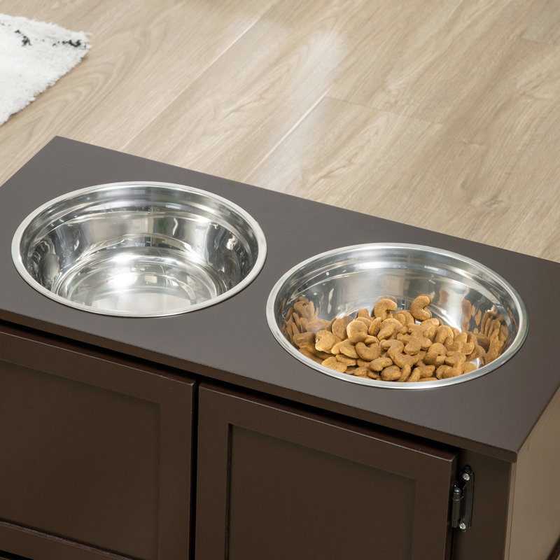 Bols surélevés pour chiens Playmate - Surélevés avec rangement, acier inoxydable, utilisation intérieure, café, grand bol pour animaux
