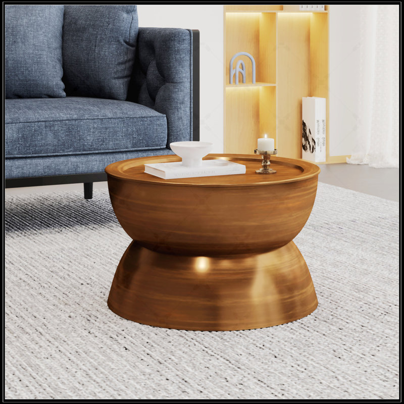 Metal Hammered Coffee Table, Antique Bronze